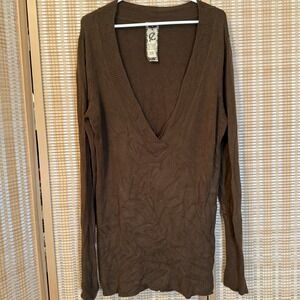 eShakti Womens 2X Oversized Sweater Tunic‎  Brown Academic Preppy Bohemian Light